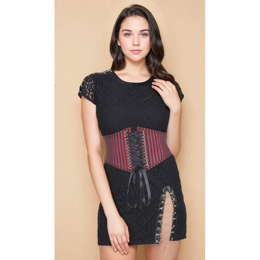 Attitude Corsets - Corinne Brocade Inspired Ceinture Corset - Rouge